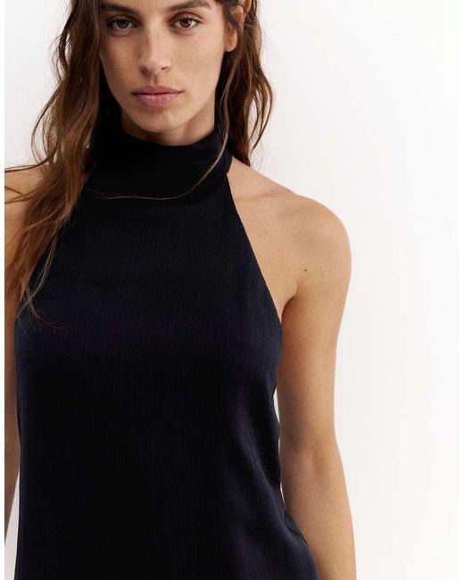 Pull&Bear Blue Flowing Halter Top