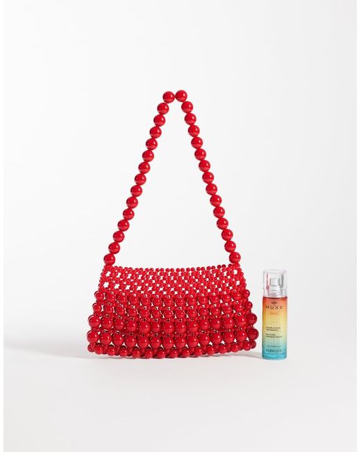 ASOS Red Beaded Clutch Bag