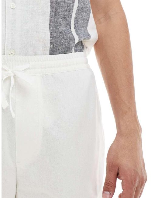 Pull&Bear Short Met Linnenlook in het White voor heren
