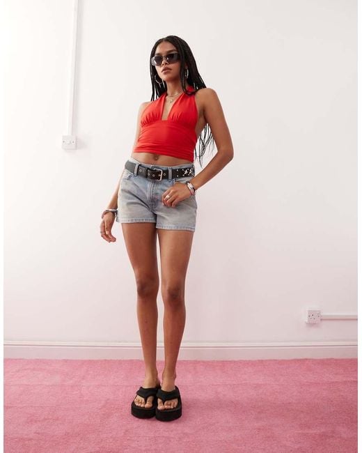 Weekday Red Deep Halter Neck Top