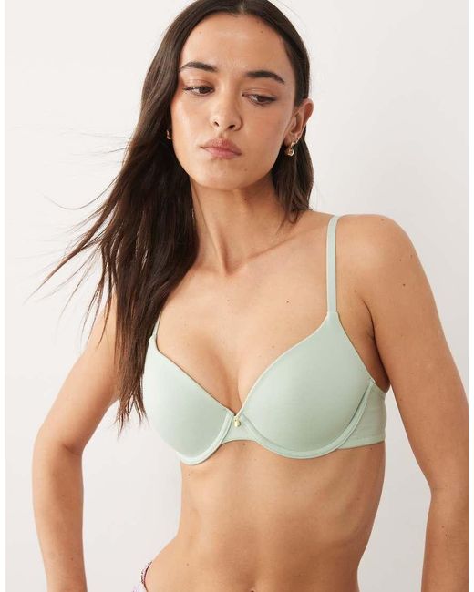 ASOS Green Moulded T-Shirt Bra With Charm Detail
