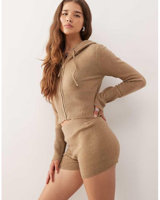 Noisy May Gebreide Mini Shorts in het Brown