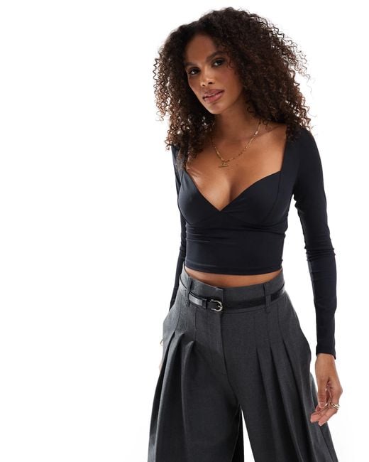 Stradivarius Black – langärmliges oberteil