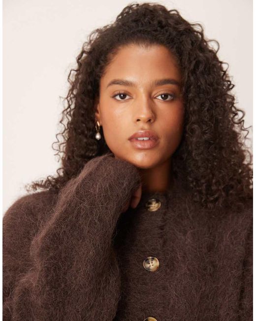 ASOS Brown Asos Design Curve Chunky Premium Alpaca Cardigan