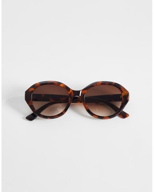 Mango Brown Retro Round Frame Sunglasses