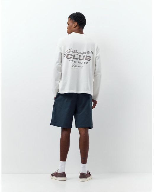 Pull&Bear – hemd aus leinenmix in White für Herren