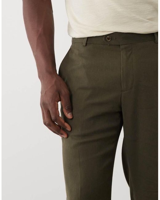 River Island Green Linen Blend Suit Trousers for men