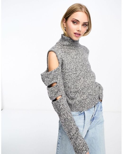 Grey slash shop neck jumper