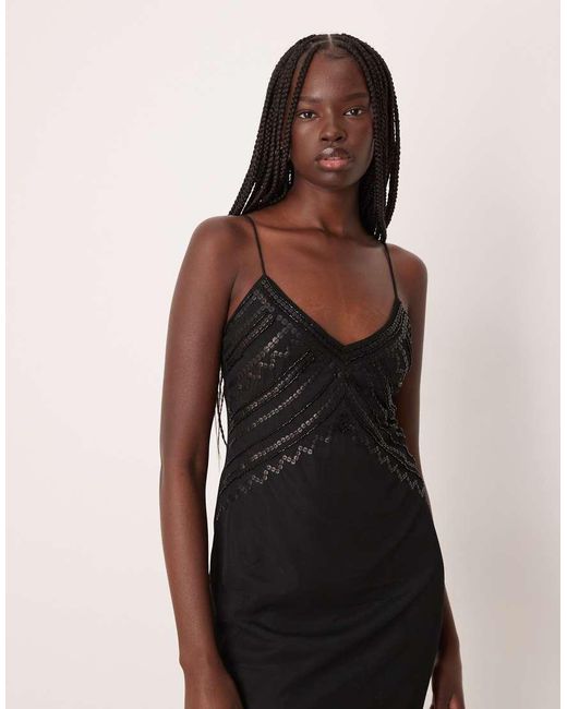 Abercrombie & Fitch Natural Sleeveless Embellished Maxi Dress