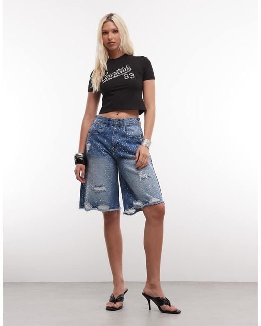 Courtside Black Embellished Logo Baby Tee