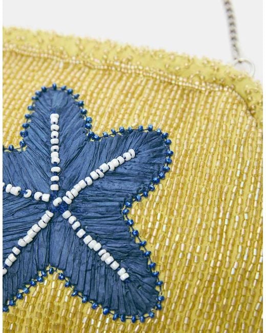 Pull&Bear Blue Beaded Clutch Bag