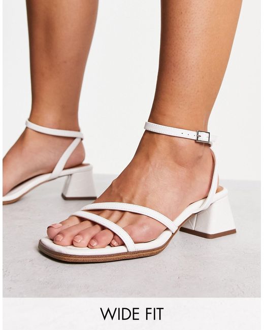 ASOS Wide Fit Hastings Mid Block Heeled Sandals in White | Lyst Canada