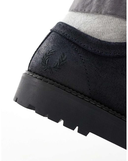 Fred Perry Gray Kenney Low Top Waxed Suede Boots for men