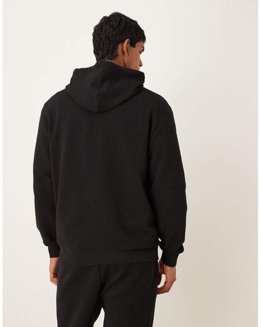 ASOS Black Co-ord Relaxed Hoodie With Ribbed Texture for men