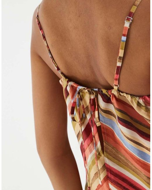 Vero Moda Brown Chevron Detail Cami Midi Dress