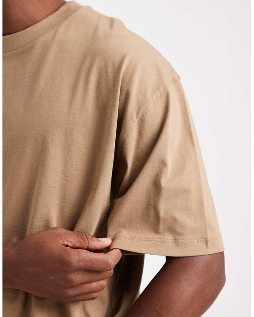 ASOS Natural Essentials Oversized Crew Neck T-Shirt for men