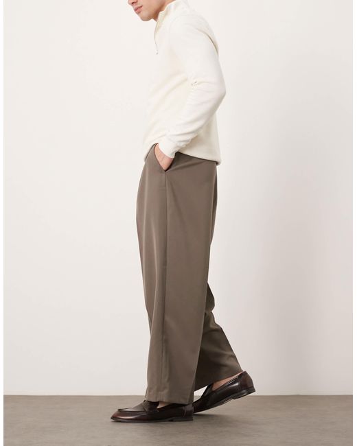 ASOS Natural Smart Balloon Fit Trousers With Front Pleats for men
