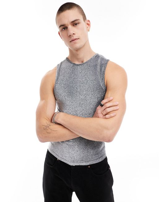 Camiseta ajustada sin mangas ASOS de hombre de color Gray