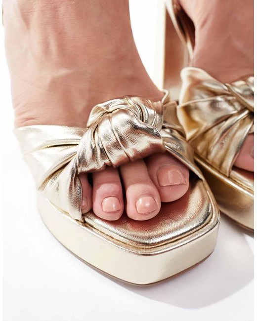 Asos Design Wide Fit White Wide Fit Nikita Knotted Platform Block Heeled Sandals