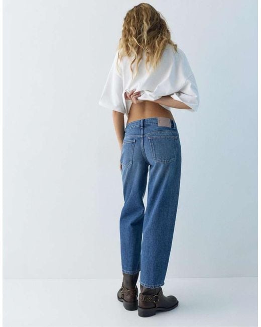 Pull&Bear Blue Low-rise Culottes Jeans