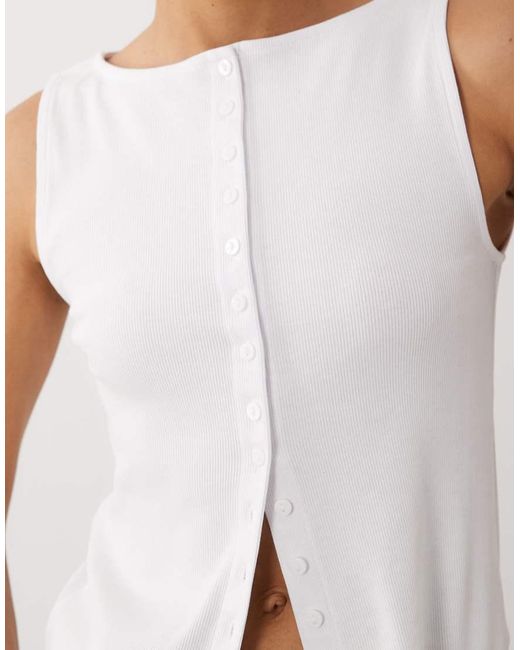 New Look Blue Boat Neck Button Through Tank Top