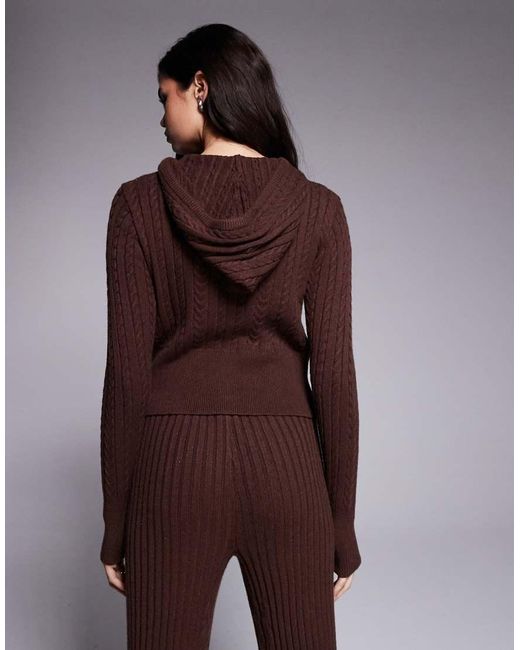 River Island Purple Cable Knit Loungewear Hoodie Co-ord