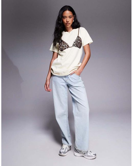 River Island White Leopard Print Bikini T-shirt
