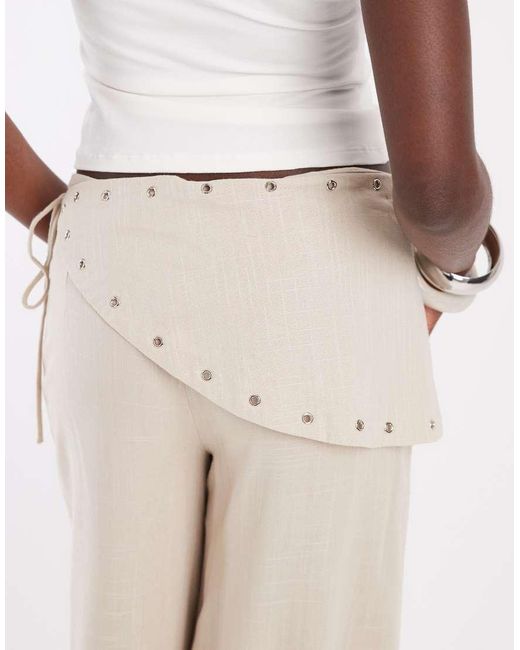 BRONZE SNAKE Natural Wide Leg Pants With Bandana Overlay