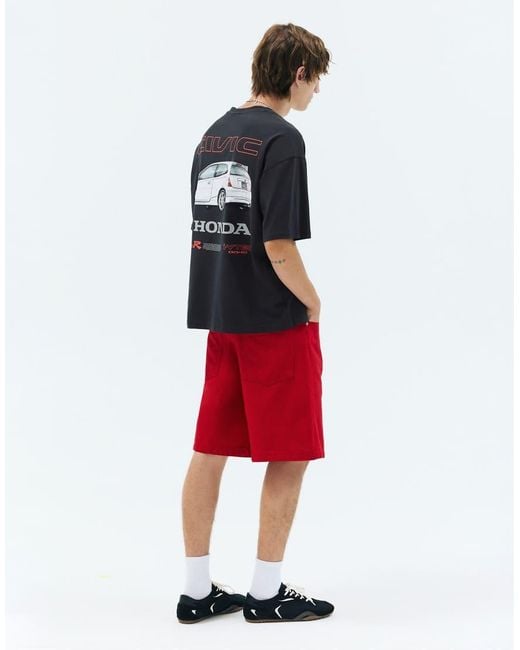 Pull&Bear Red Honda Civic Graphic T-Shirt for men