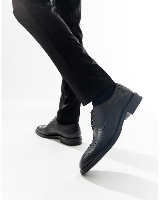 Base London Black Pocket Brogue Shoe for men
