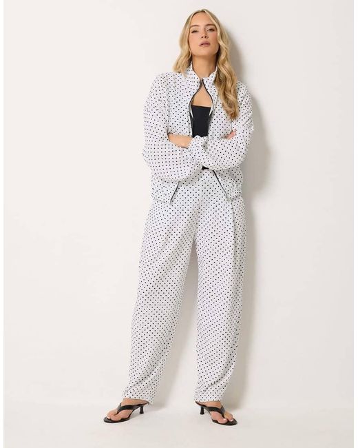 Long Tall Sally Gray Polka Dot Funnel Neck Jacket