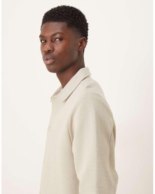 ASOS Natural Ribbed Jersey Shacket for men
