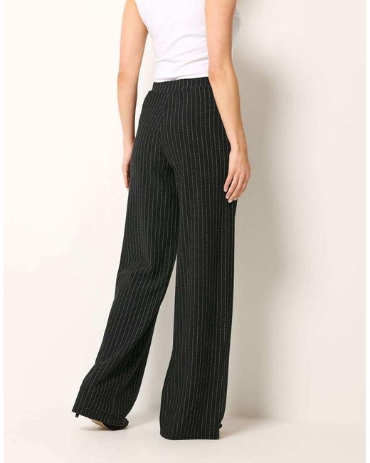 Long Tall Sally White Pinstripe Wide Leg Trousers