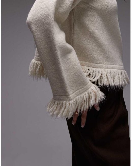Jersey Extragrande Con Flecos De Punto De -Blanco ASOS de color Gray