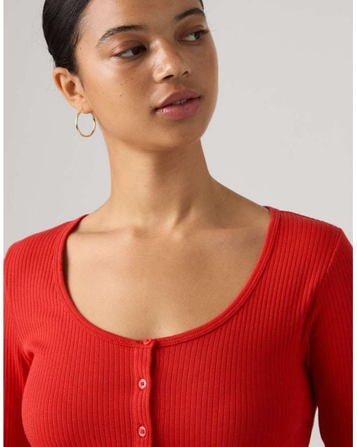 Levi's Red Austen Button-Up Long-Sleeve Top