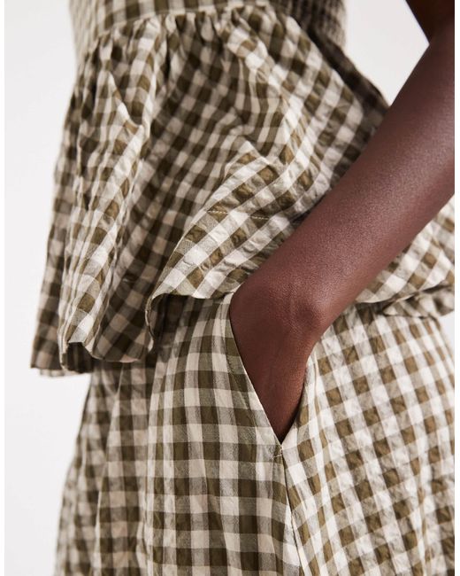 ASOS Natural – ausgestellter maxirock mit vichy-karo