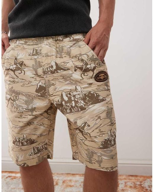 Aape By A Bathing Ape Natural Aape By A Bathing Ape Workwear Carpenter Shorts Co-Ord With All Over Rodeo Print for men