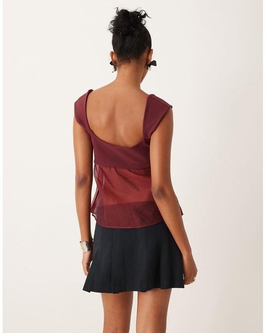 Abercrombie & Fitch Red Wide Pleated Skort