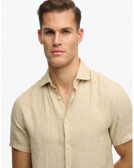 Superdry Natural Riviera Short Sleeve Linen Shirt for men