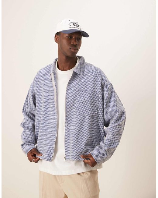 ASOS – karierte sport-hemdjacke mit oversize-passform in Purple für Herren