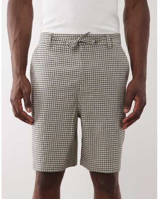 ASOS Natural Mid Length Jorts With Pleat & Tie Styling for men