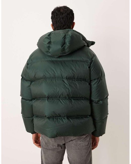 ARKET Green Sporty Down Jacket With Hood for men
