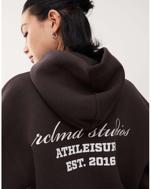 Reclaimed Vintage Black Unisex Cropped Boxy Logo Hoodie