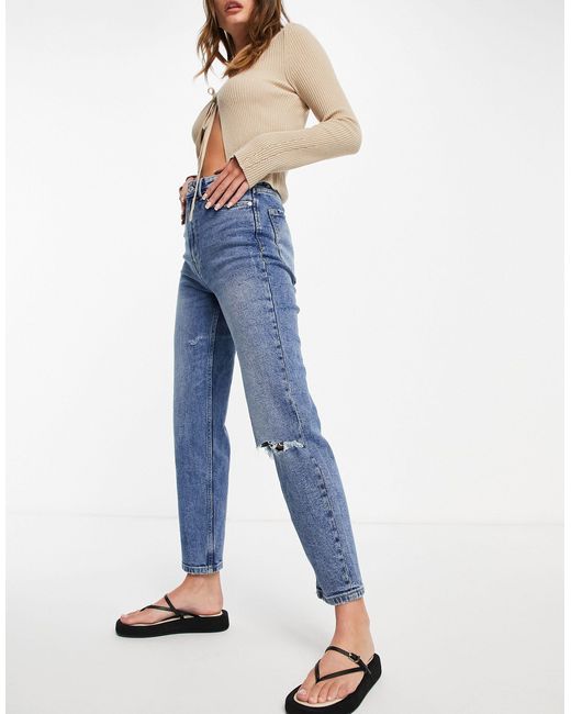 stradivarius petite slim mom jean