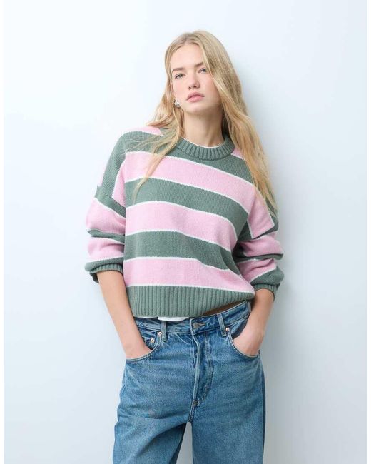 Hollister White Knitted Crew Neck Jumper