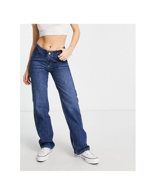 Pull&Bear Cotton V Front Straight Leg Jean in Blue | Lyst