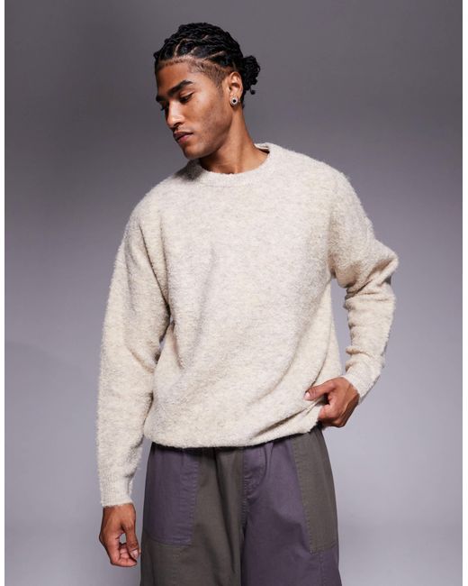 Pull oversize à col ras ASOS pour homme en coloris Gray