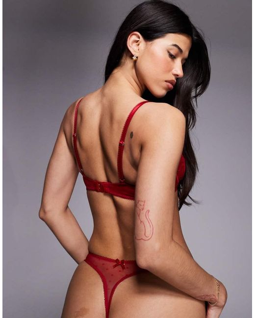 Boux Avenue Red Angelique Heart Lace Thong