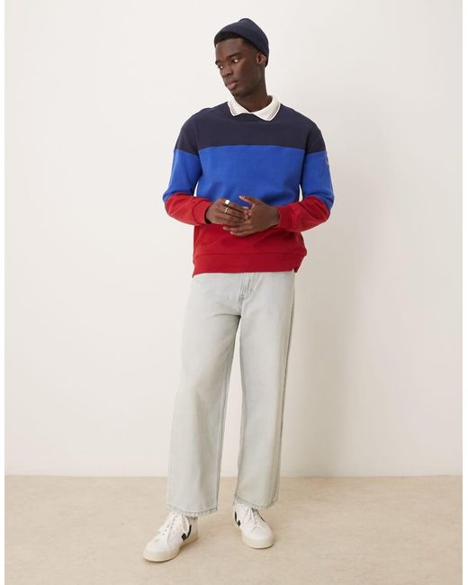 Sudadera Azul Y Roja Con Diseño Color Block Y Logo De Gant de hombre de color Blue