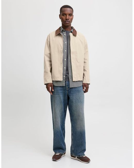 Jack & Jones Natural Harrington Jacket With Contrast Collar for men